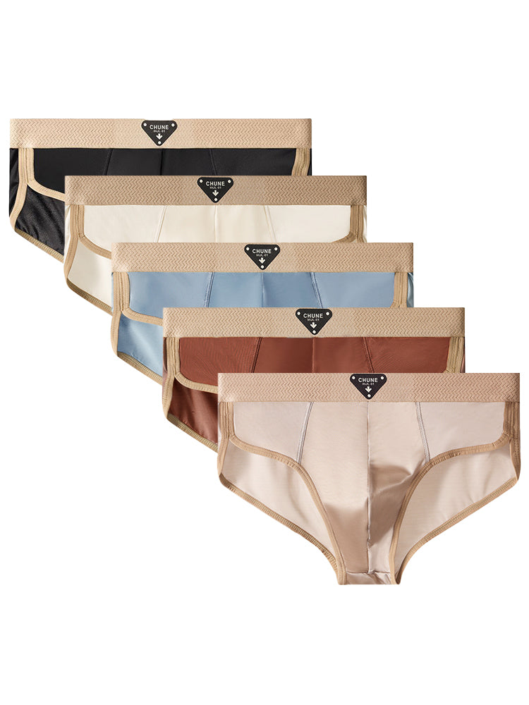 ORLVS Men's 5-Pack Satin Pouch Briefs with U-Shaped Design