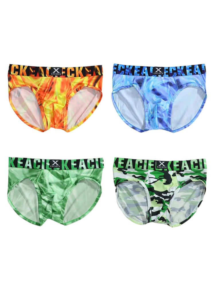 Orlvs-underwear-4 Pack Men's U-Pouch Breathable Ice Silk Print Athletic Briefs-gay-underwear