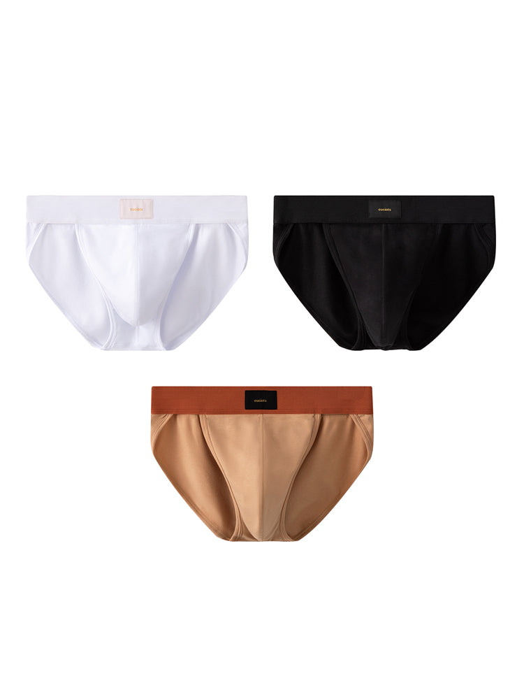 Orlvs-underwear-3 Pack Men's High Cut Double Curved Pouch Breathable High Elastic Briefs-gay-underwear