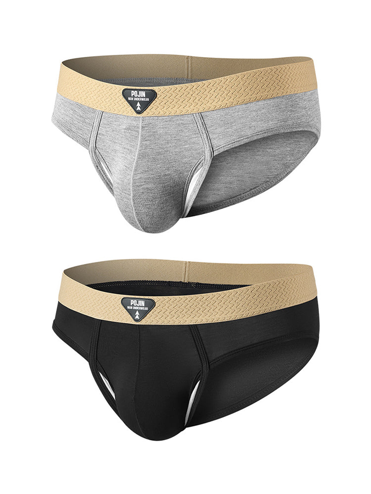 Orlvs-underwear-2 Pack Men's Teardrop Pouch High Elastic Breathable Solid Briefs-gay-underwear