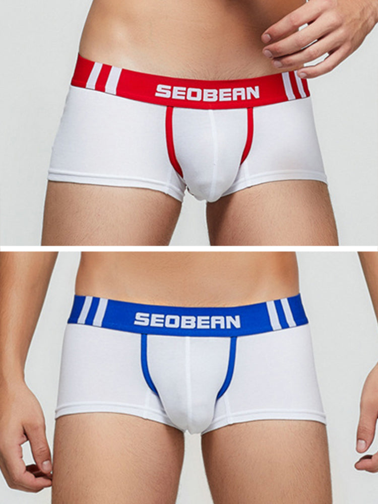 ORLVS Men's 2-Pack Cotton Trunks with Contrasting Front Band