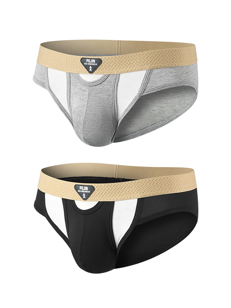 Orlvs-underwear-2 Pack Men's 3D Pouch High Elastic Breathable Solid Briefs-gay-underwear