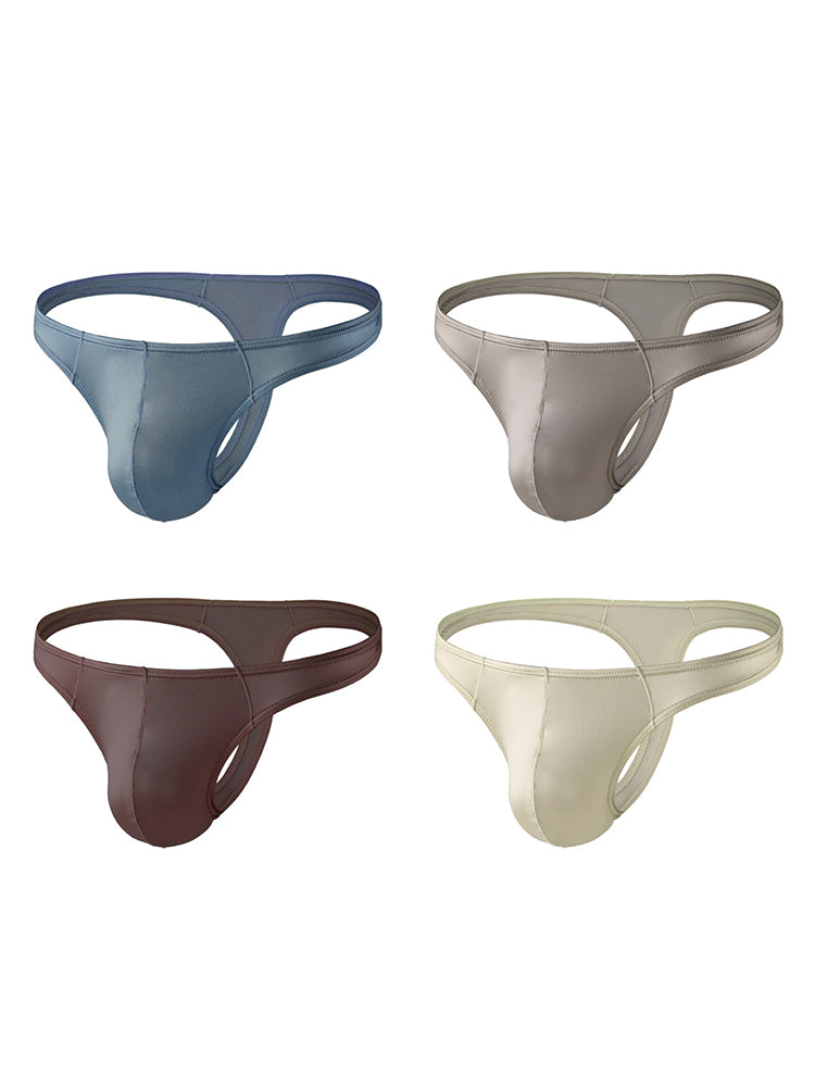 Orlvs-underwear-4 Pack Men's 3D Pouch Satin Ice Silk Ultra Thin Butt Lift Thongs-gay-underwear
