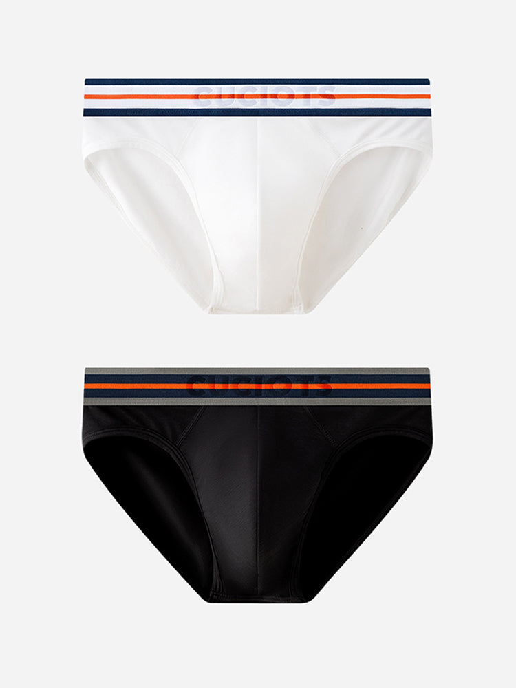Orlvs-underwear-2 Pack Men's U-Pouch Breathable Solid Antibacterial Modal Briefs-gay-underwear