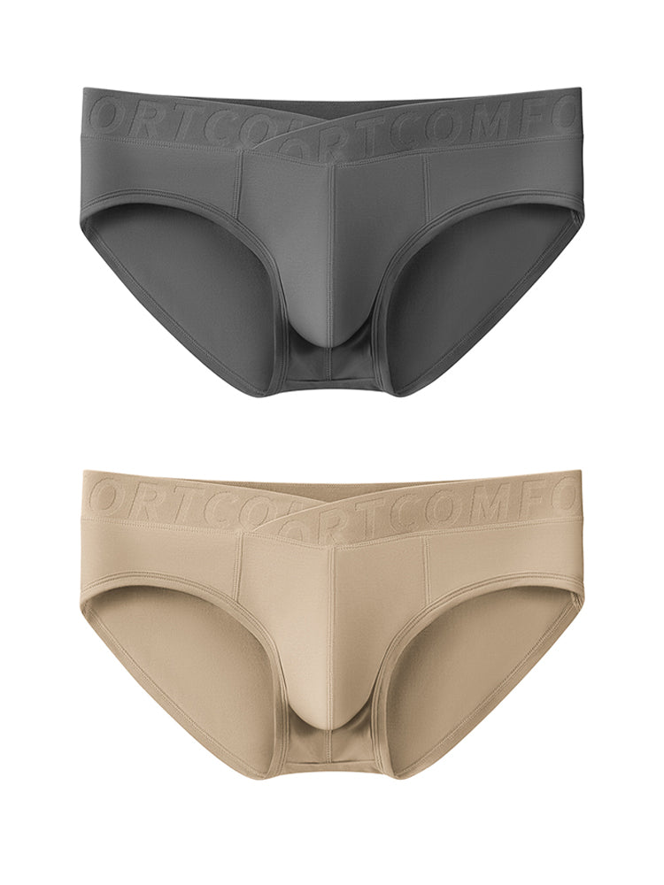 Orlvs-underwear-2 Pack Men's Bamboo Fiber U-Pouch Mid Rise V-Cut Briefs-gay-underwear