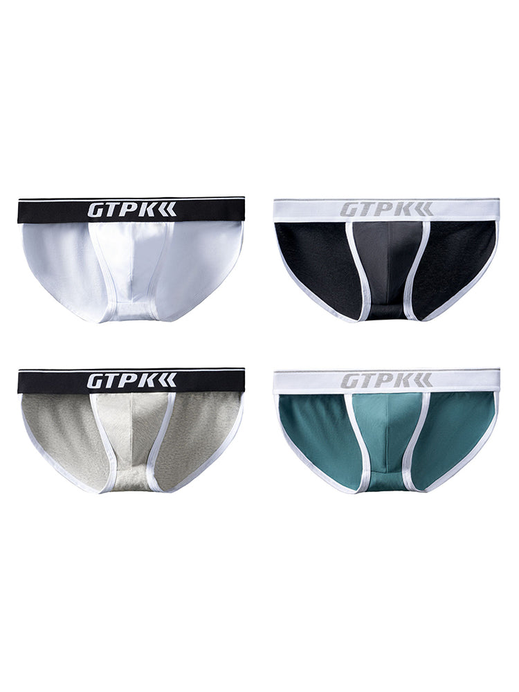 ORLVS Men's 4-Pack Cotton Briefs with Embossed Waistband