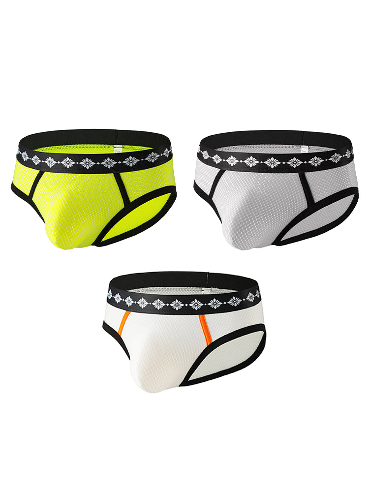 ORLVS Men's 3-Pack Mesh Briefs with Low-Rise Cut and Tight Fit