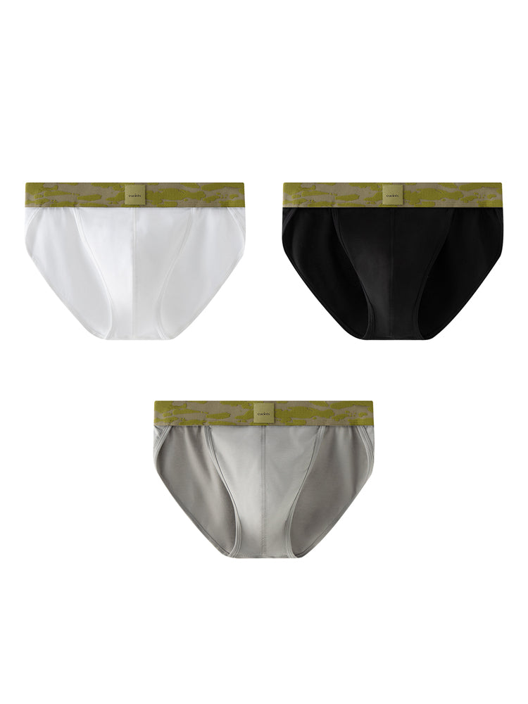 Orlvs-underwear-3 Pack Men's Modal Breathable Double Pouch High Cut Briefs-gay-underwear