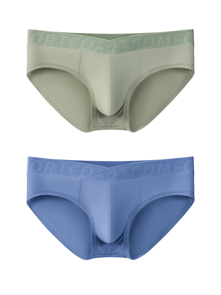 Orlvs-underwear-2 Pack Men's Bamboo Fiber U-Pouch Mid Rise V-Cut Briefs-gay-underwear