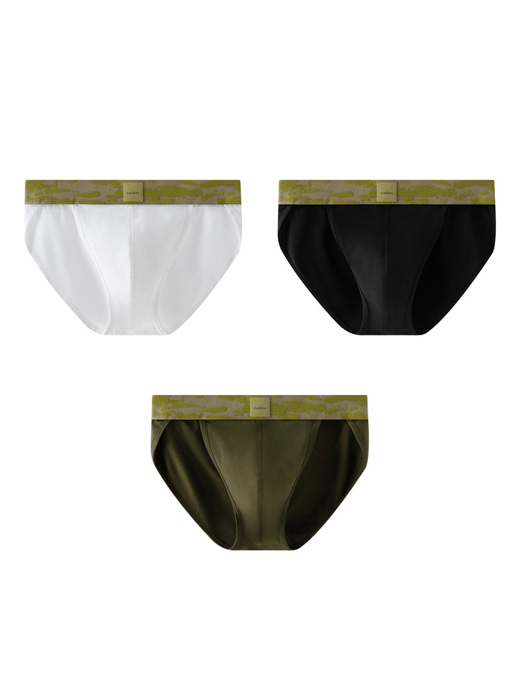 Orlvs-underwear-3 Pack Men's Modal Breathable Double Pouch High Cut Briefs-gay-underwear