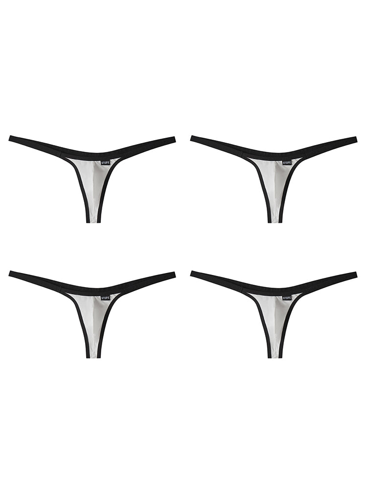 ORLVS Men's 4-Pack Contoured Pouch Thongs in Low-Rise Polyamide Blend