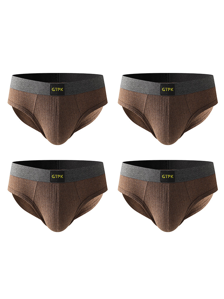 ORLVS Men's 4-Pack Cotton Mesh Pouch Briefs with Wide Waistband