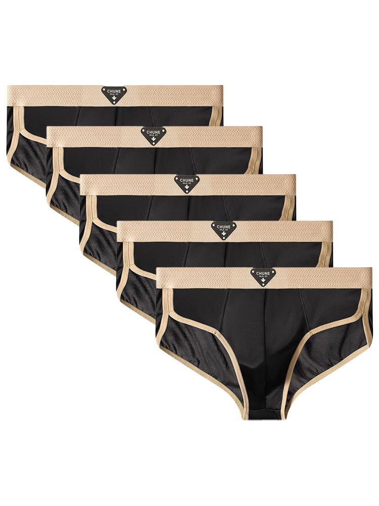 ORLVS Men's 5-Pack Satin Pouch Briefs with U-Shaped Design