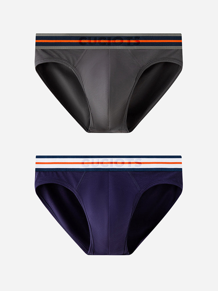 Orlvs-underwear-2 Pack Men's U-Pouch Breathable Solid Antibacterial Modal Briefs-gay-underwear