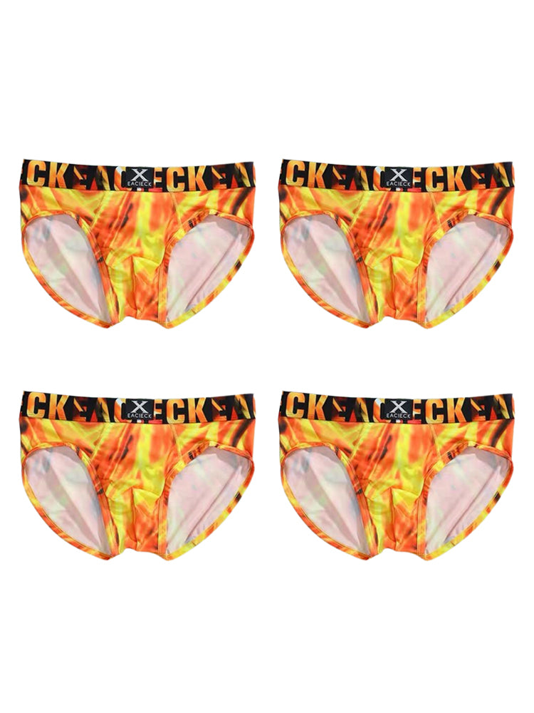 Orlvs-underwear-4 Pack Men's U-Pouch Breathable Ice Silk Print Athletic Briefs-gay-underwear
