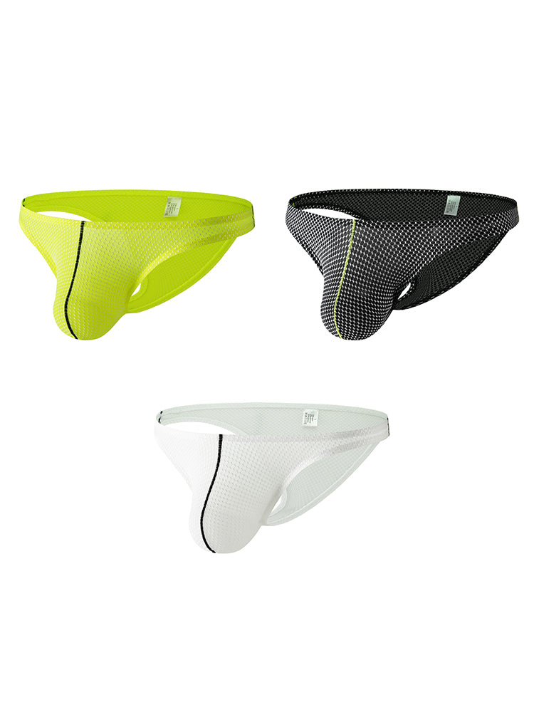 ORLVS Men's 3-Pack Low Rise Thongs with Mesh Body