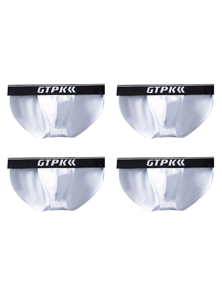 ORLVS Men's 4-Pack Cotton Briefs with Embossed Waistband