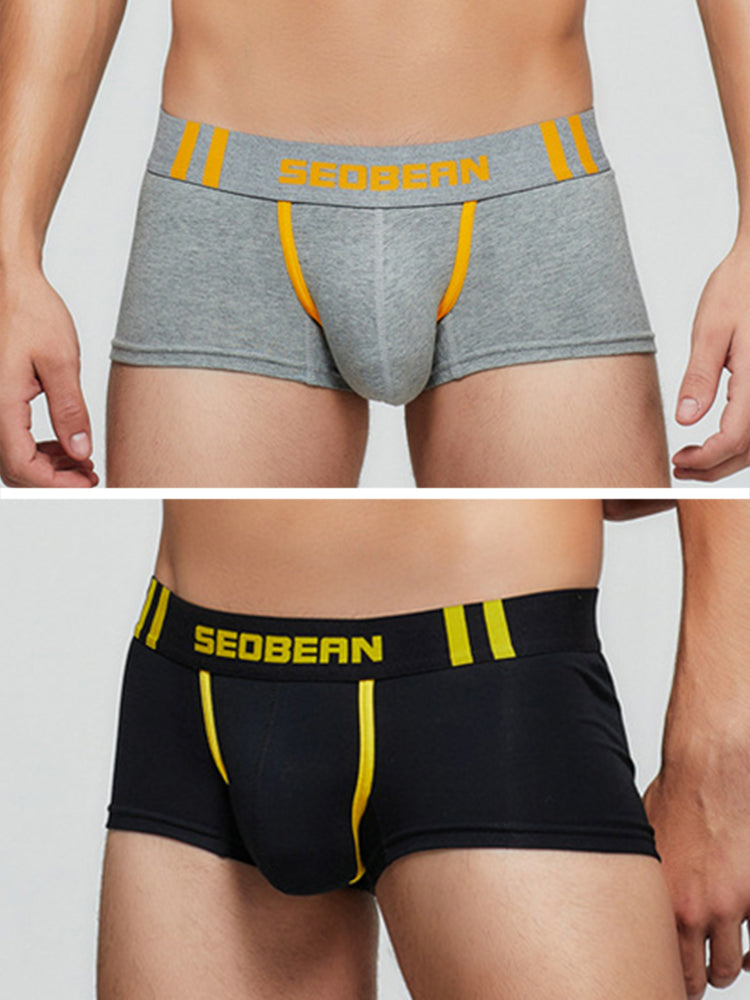 ORLVS Men's 2-Pack Cotton Trunks with Contrasting Front Band