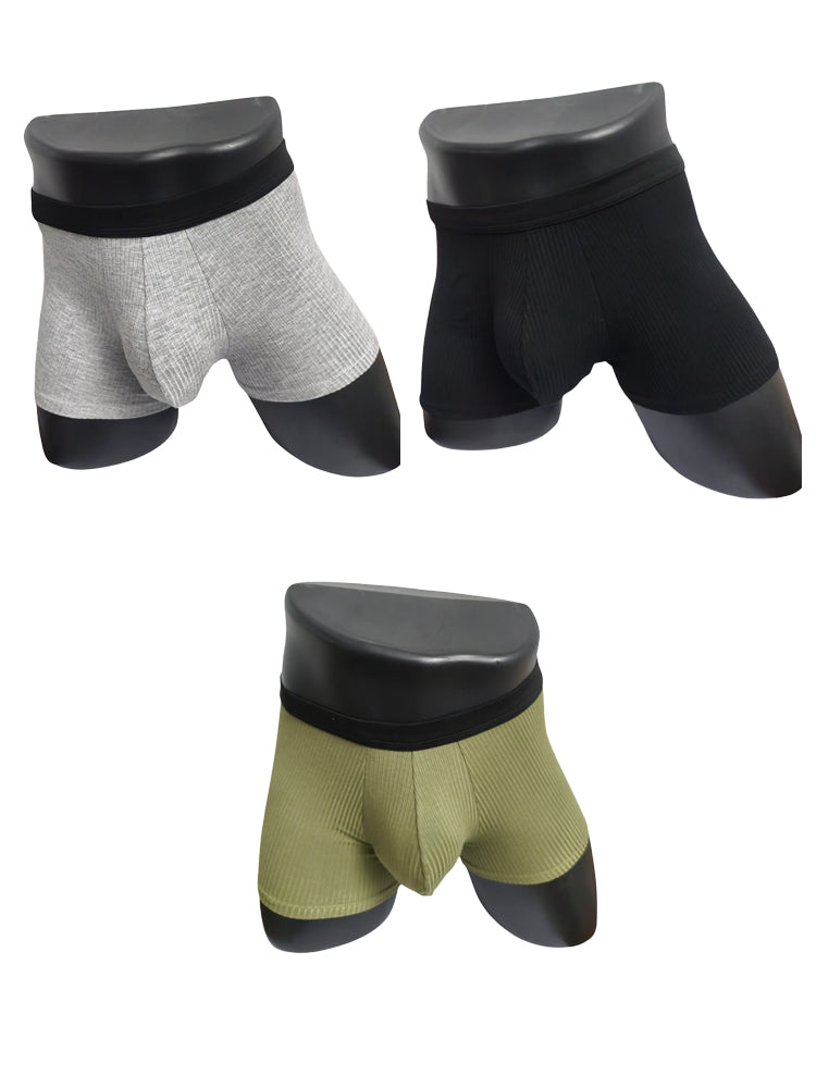 Orlvs-underwear-3 Pack Men's Double Layer Modal Large Pouch Solid Breathable Trunks-gay-underwear