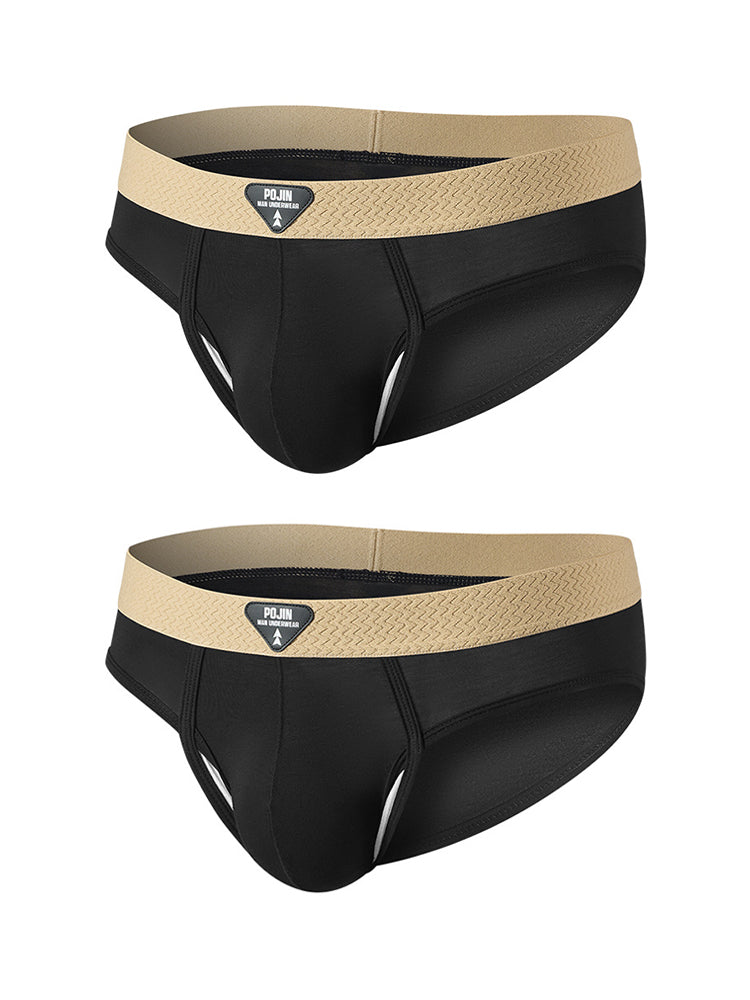 Orlvs-underwear-2 Pack Men's Teardrop Pouch High Elastic Breathable Solid Briefs-gay-underwear