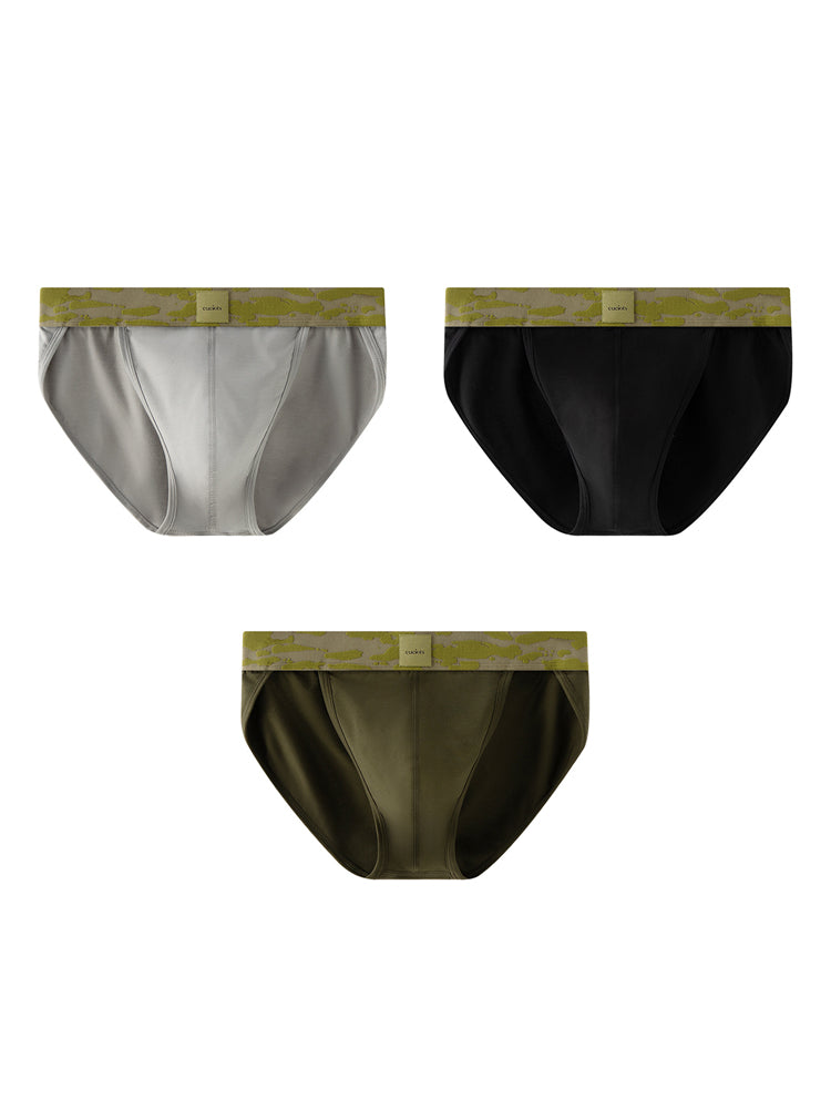 Orlvs-underwear-3 Pack Men's Modal Breathable Double Pouch High Cut Briefs-gay-underwear