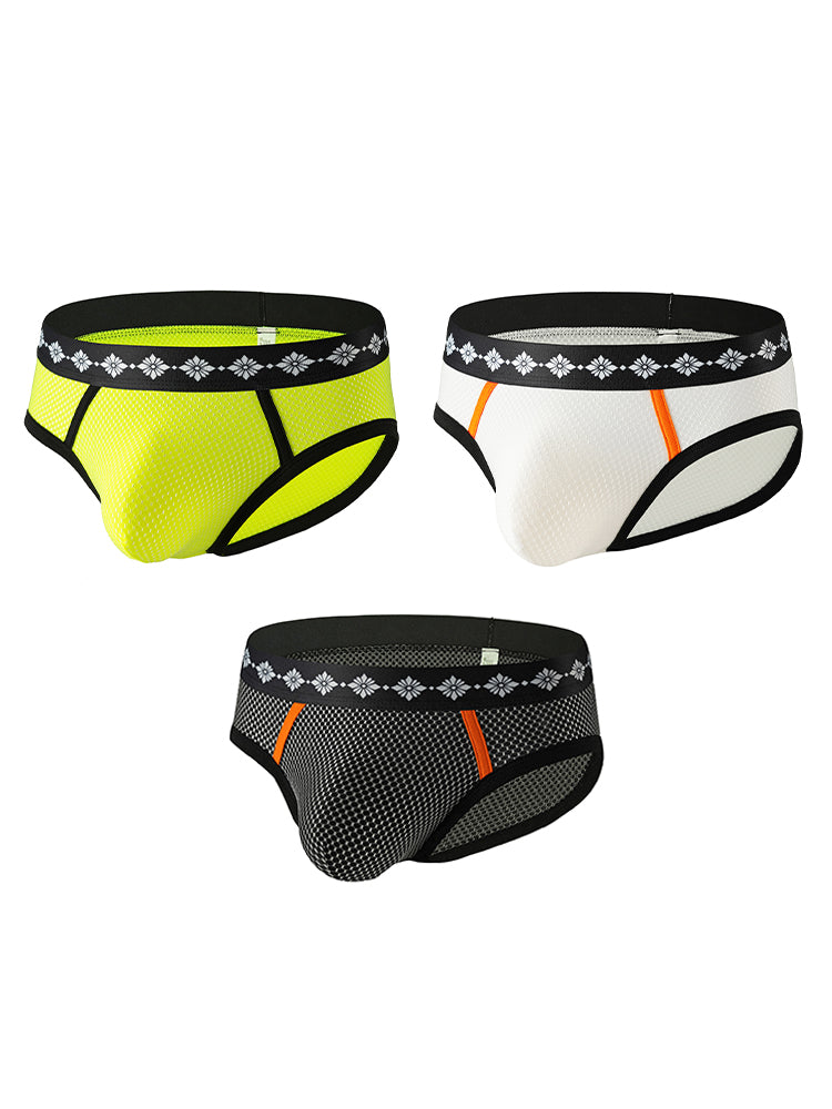ORLVS Men's 3-Pack Mesh Briefs with Low-Rise Cut and Tight Fit