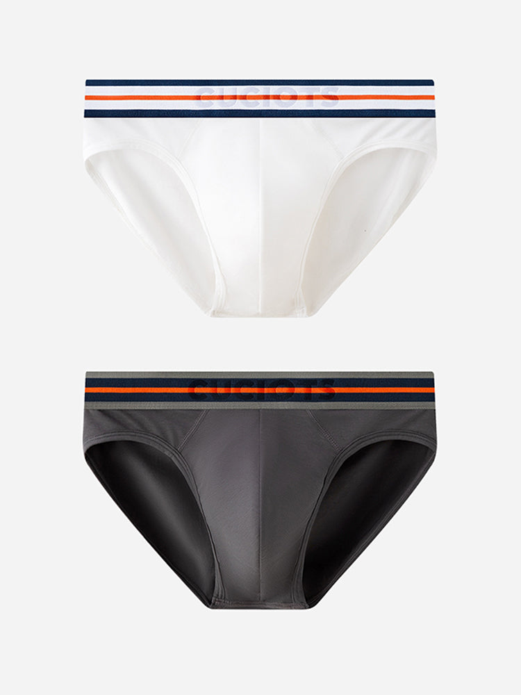Orlvs-underwear-2 Pack Men's U-Pouch Breathable Solid Antibacterial Modal Briefs-gay-underwear