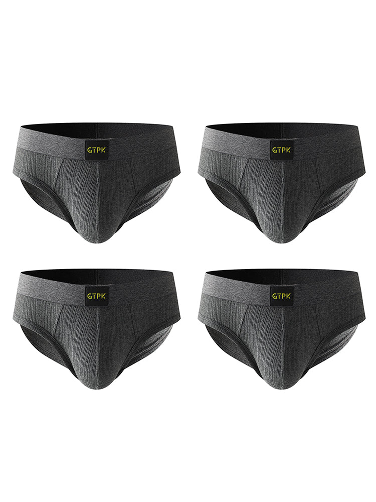 ORLVS Men's 4-Pack Cotton Mesh Pouch Briefs with Wide Waistband