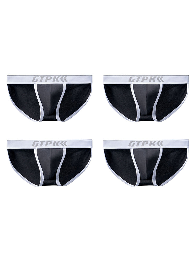 ORLVS Men's 4-Pack Cotton Briefs with Embossed Waistband