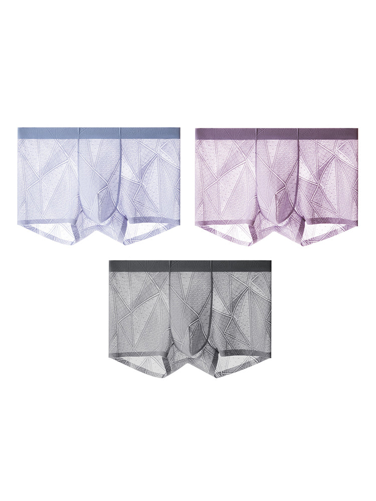 Orlvs-underwear-3 Pack Men's Ice Silk 3D Large Pouch Lace Jacquard Ultra Thin Trunks-gay-underwear