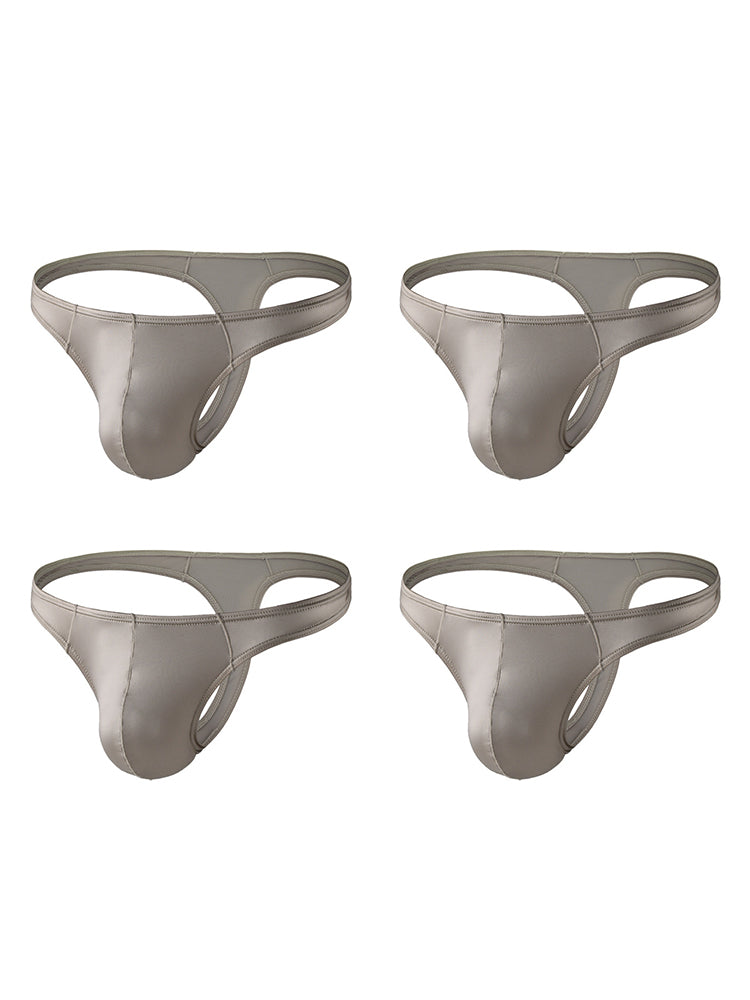 Orlvs-underwear-4 Pack Men's 3D Pouch Satin Ice Silk Ultra Thin Butt Lift Thongs-gay-underwear