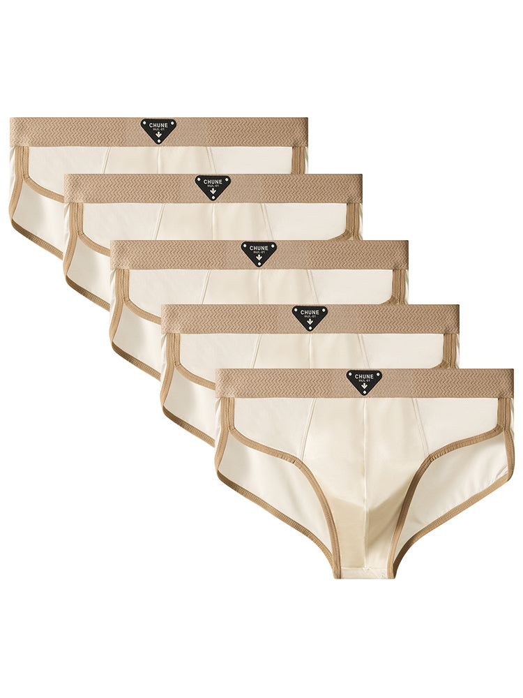 ORLVS Men's 5-Pack Satin Pouch Briefs with U-Shaped Design
