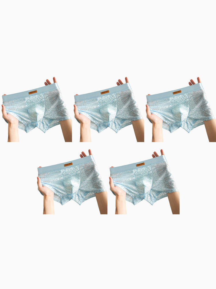 ORLVS Men's 5-Pack Lace Print Trunks with Large Pouch and Mid-Rise Cut