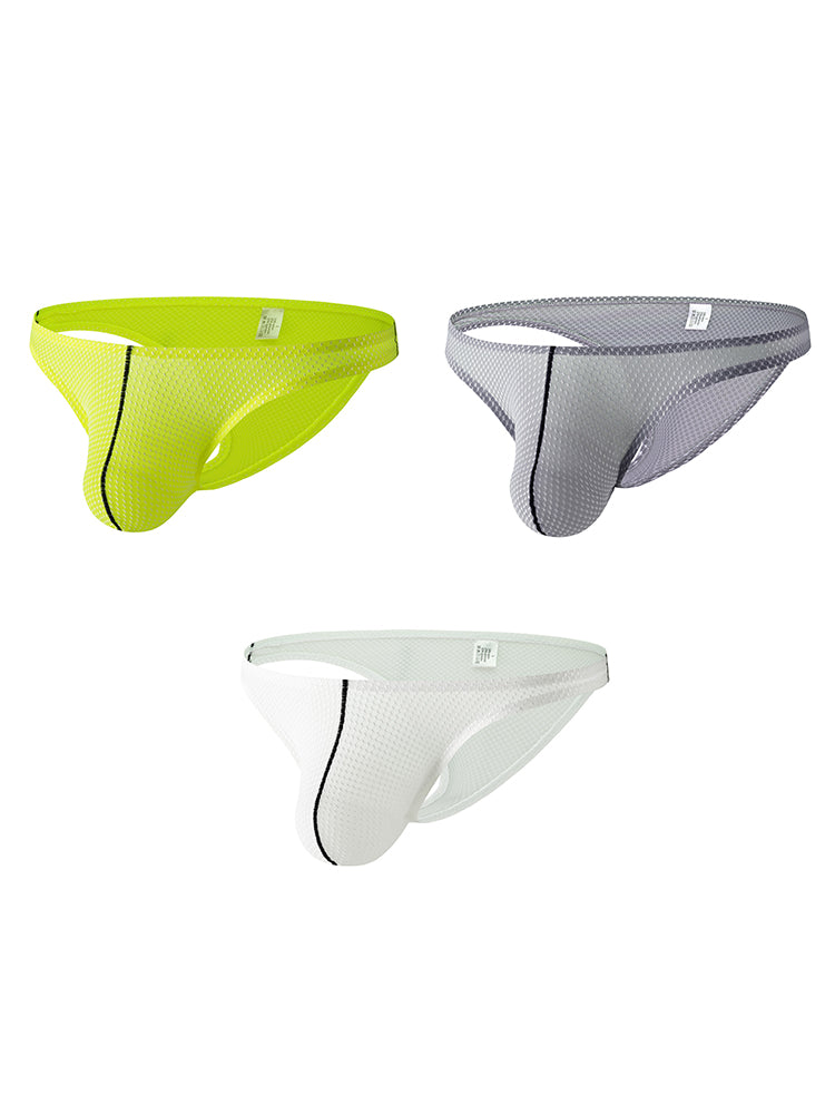 ORLVS Men's 3-Pack Low Rise Thongs with Mesh Body