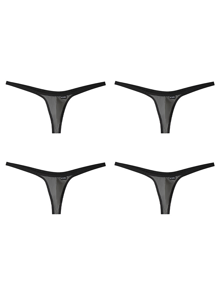 ORLVS Men's 4-Pack Contoured Pouch Thongs in Low-Rise Polyamide Blend