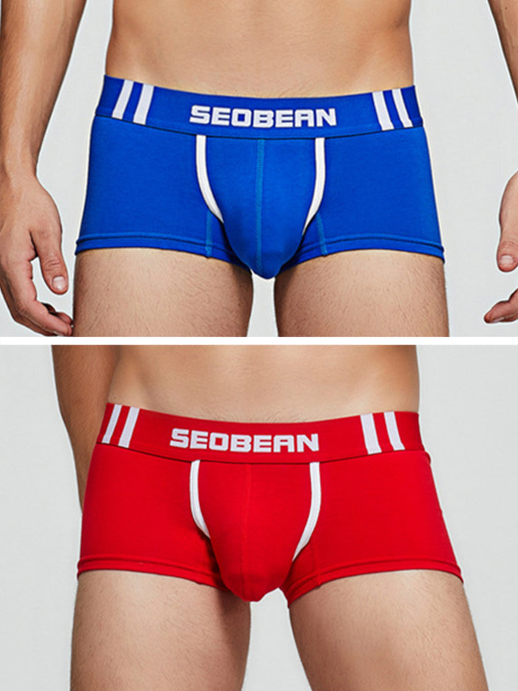 ORLVS Men's 2-Pack Cotton Trunks with Contrasting Front Band