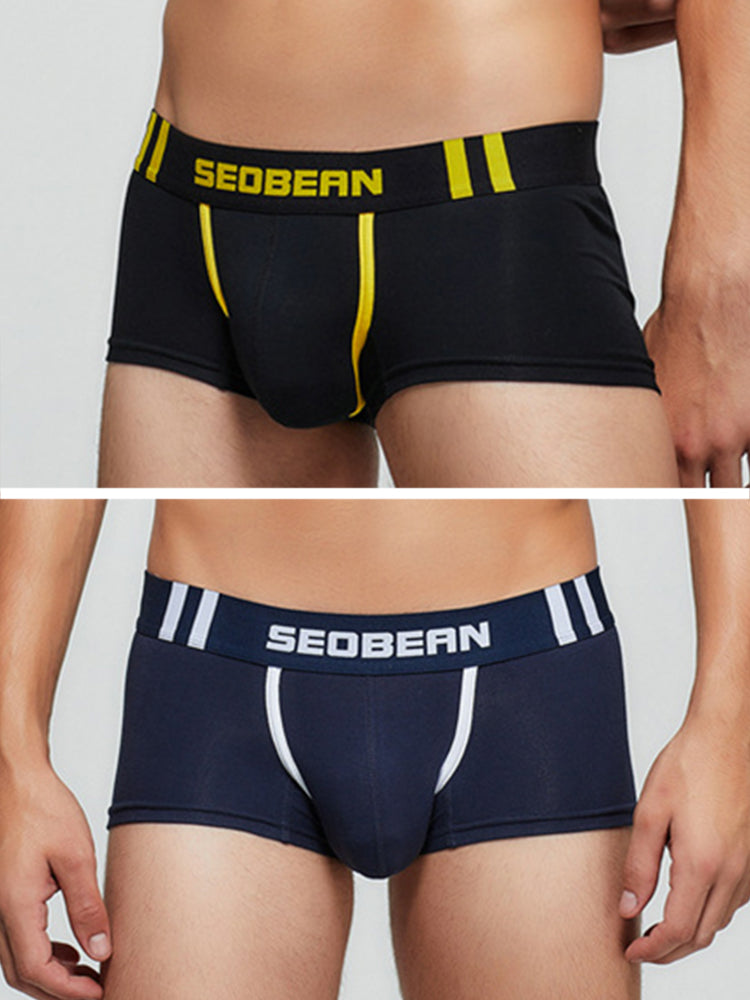 ORLVS Men's 2-Pack Cotton Trunks with Contrasting Front Band