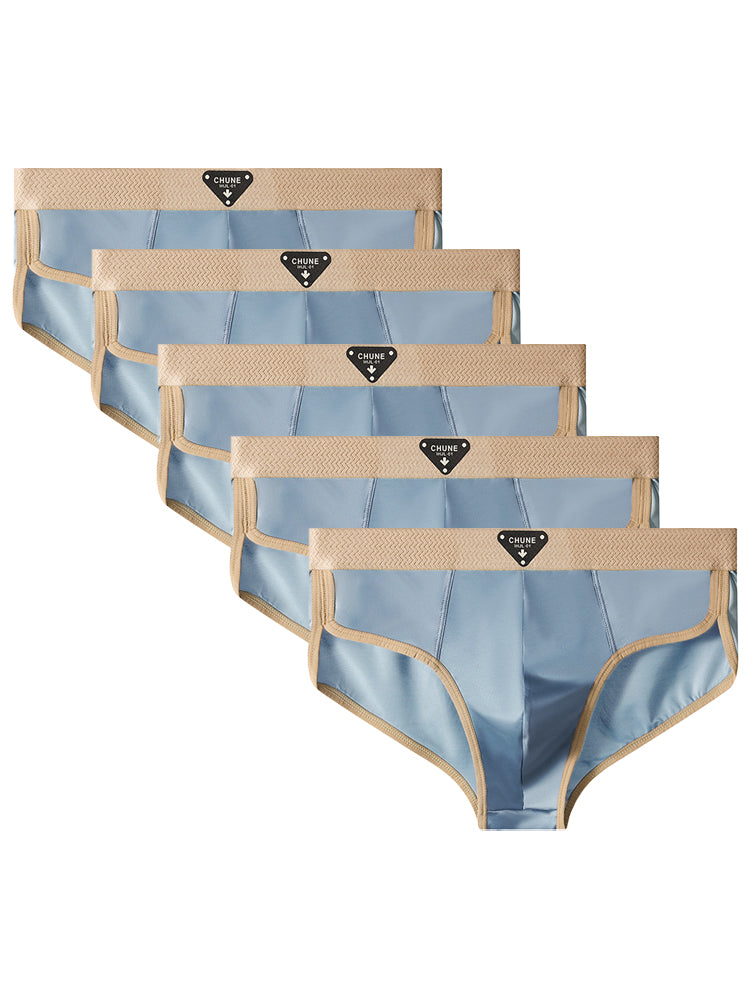 ORLVS Men's 5-Pack Satin Pouch Briefs with U-Shaped Design