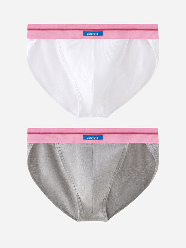 Orlvs-underwear-2 Pack Men's High Cut Cotton Breathable Large Pouch Briefs-gay-underwear