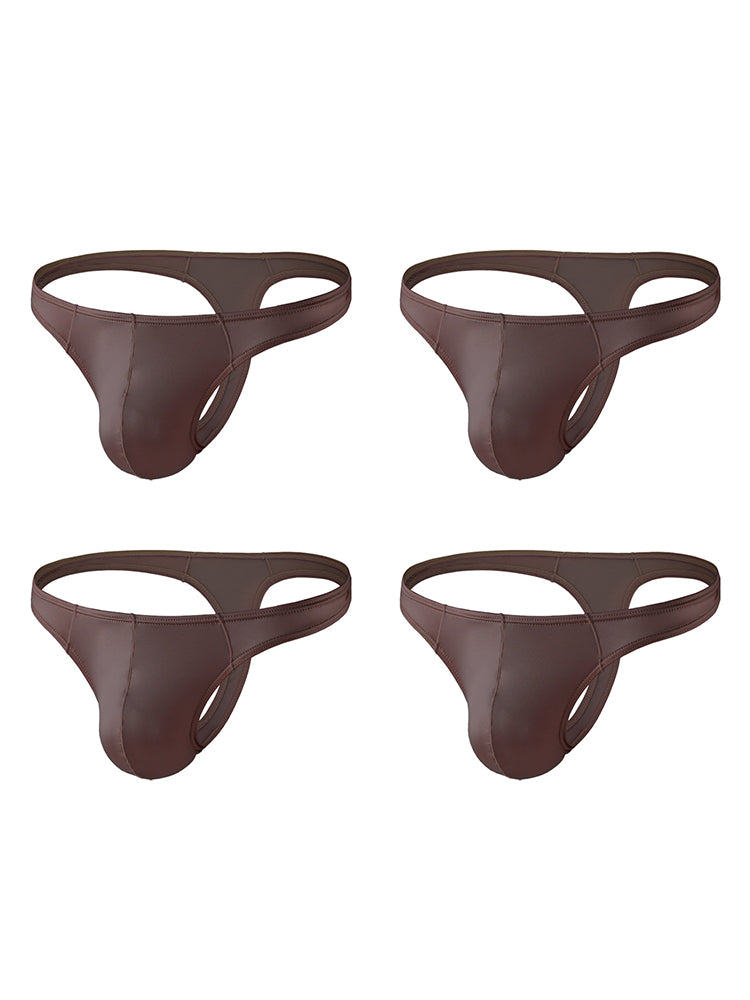 Orlvs-underwear-4 Pack Men's 3D Pouch Satin Ice Silk Ultra Thin Butt Lift Thongs-gay-underwear