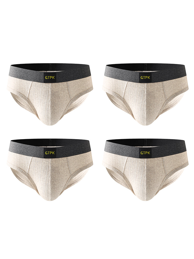 ORLVS Men's 4-Pack Cotton Mesh Pouch Briefs with Wide Waistband