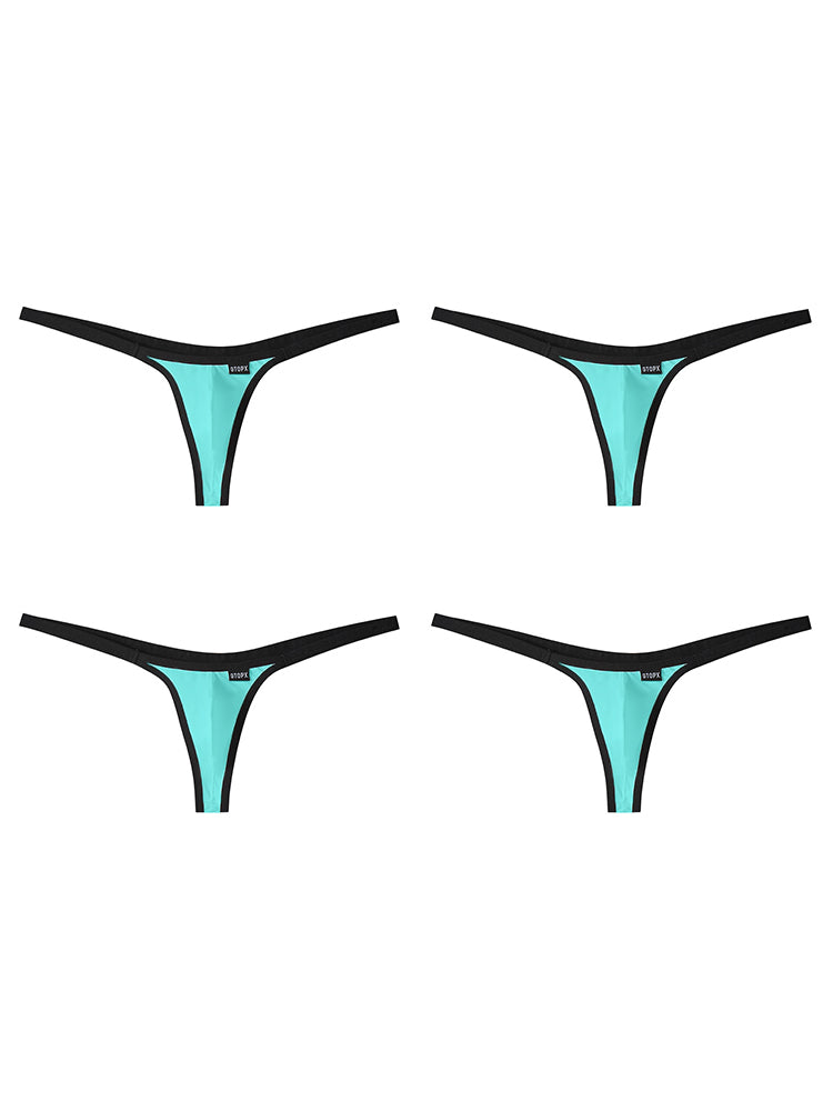 ORLVS Men's 4-Pack Contoured Pouch Thongs in Low-Rise Polyamide Blend