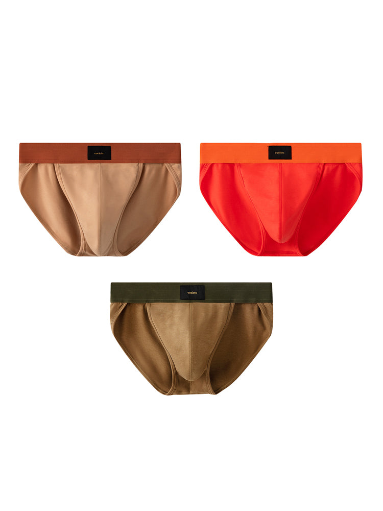 Orlvs-underwear-3 Pack Men's High Cut Double Curved Pouch Breathable High Elastic Briefs-gay-underwear