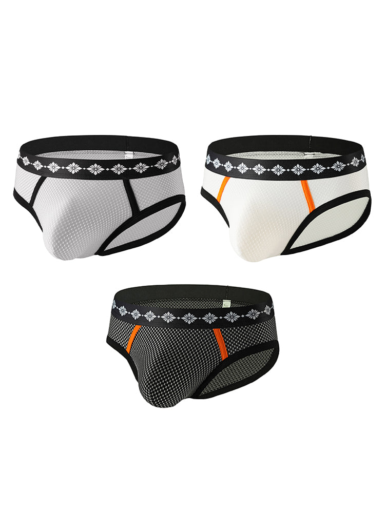 ORLVS Men's 3-Pack Mesh Briefs with Low-Rise Cut and Tight Fit