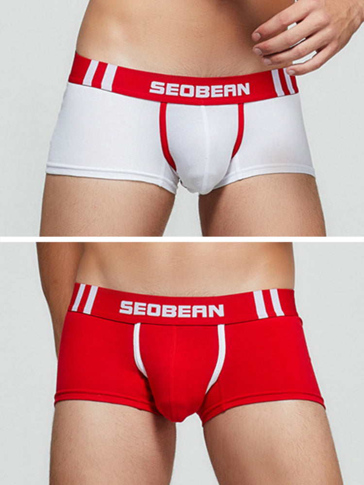 ORLVS Men's 2-Pack Cotton Trunks with Contrasting Front Band