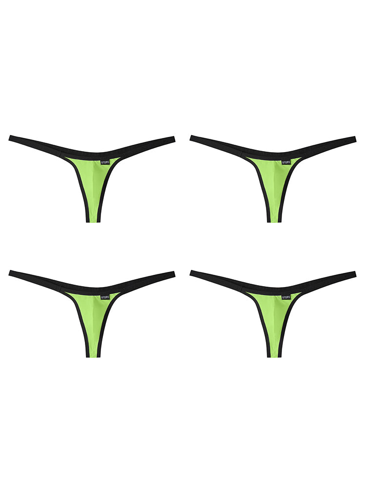 ORLVS Men's 4-Pack Contoured Pouch Thongs in Low-Rise Polyamide Blend