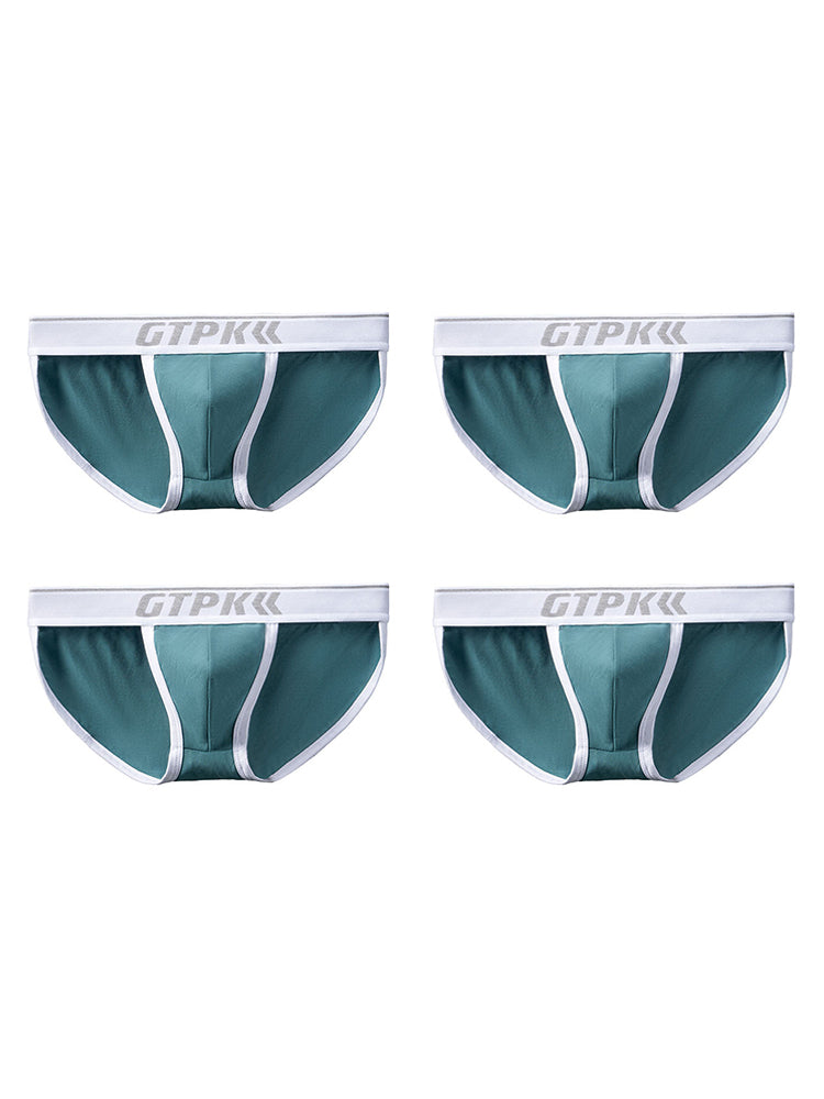 ORLVS Men's 4-Pack Cotton Briefs with Embossed Waistband