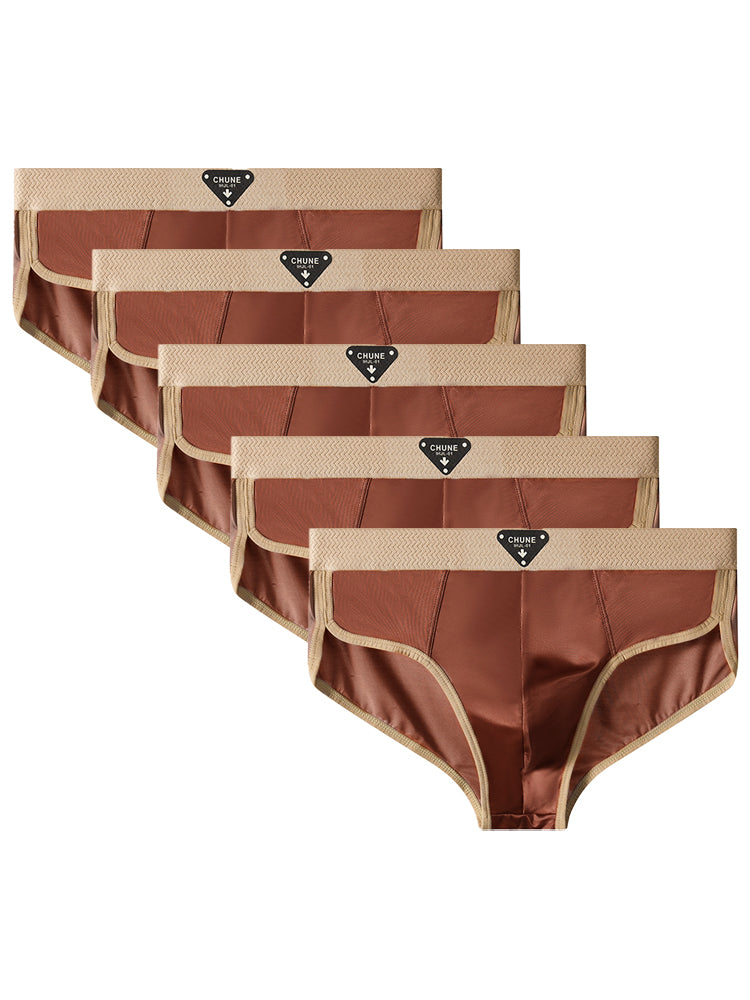 ORLVS Men's 5-Pack Satin Pouch Briefs with U-Shaped Design