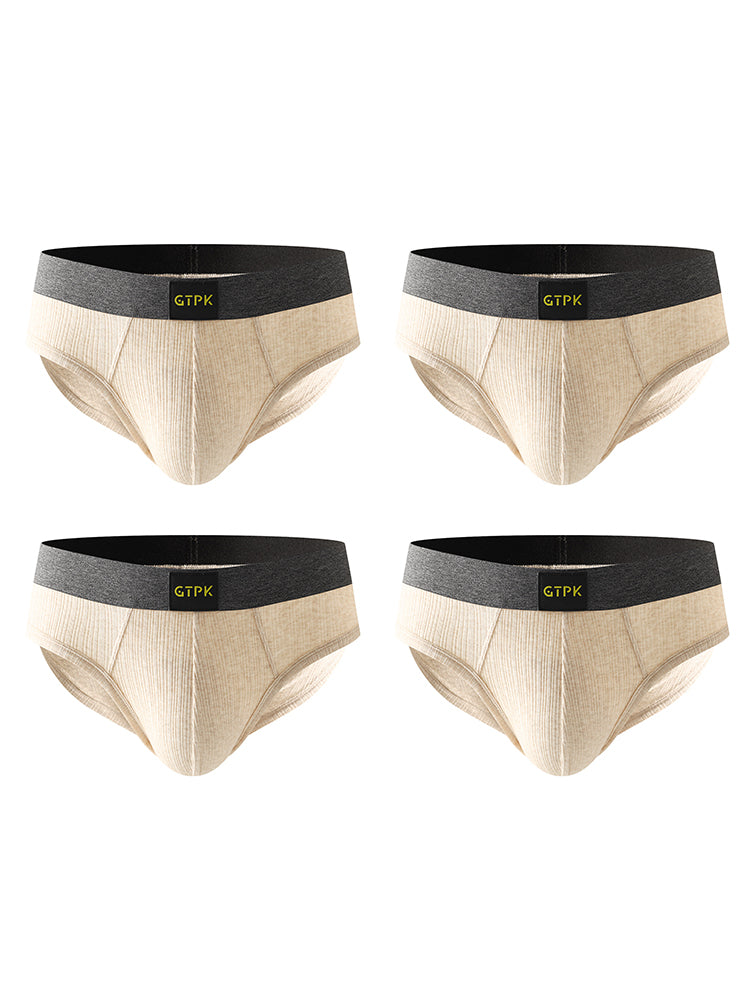 ORLVS Men's 4-Pack Cotton Mesh Pouch Briefs with Wide Waistband