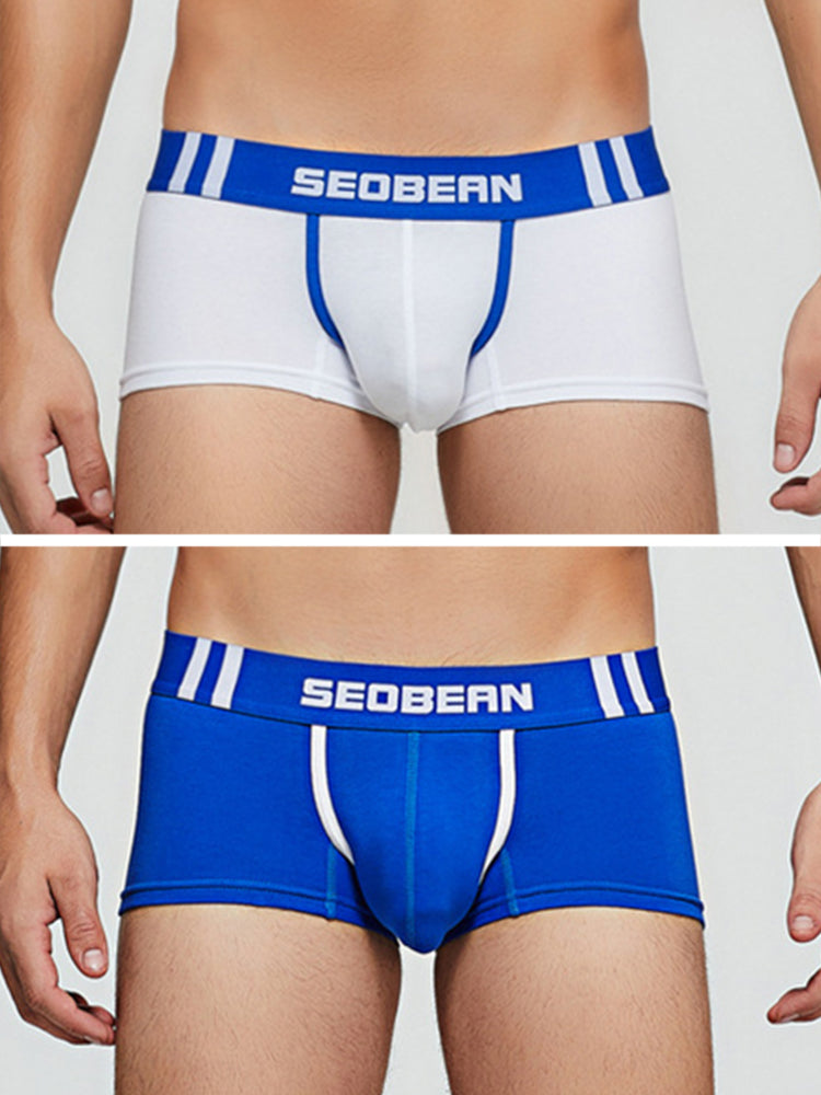 ORLVS Men's 2-Pack Cotton Trunks with Contrasting Front Band